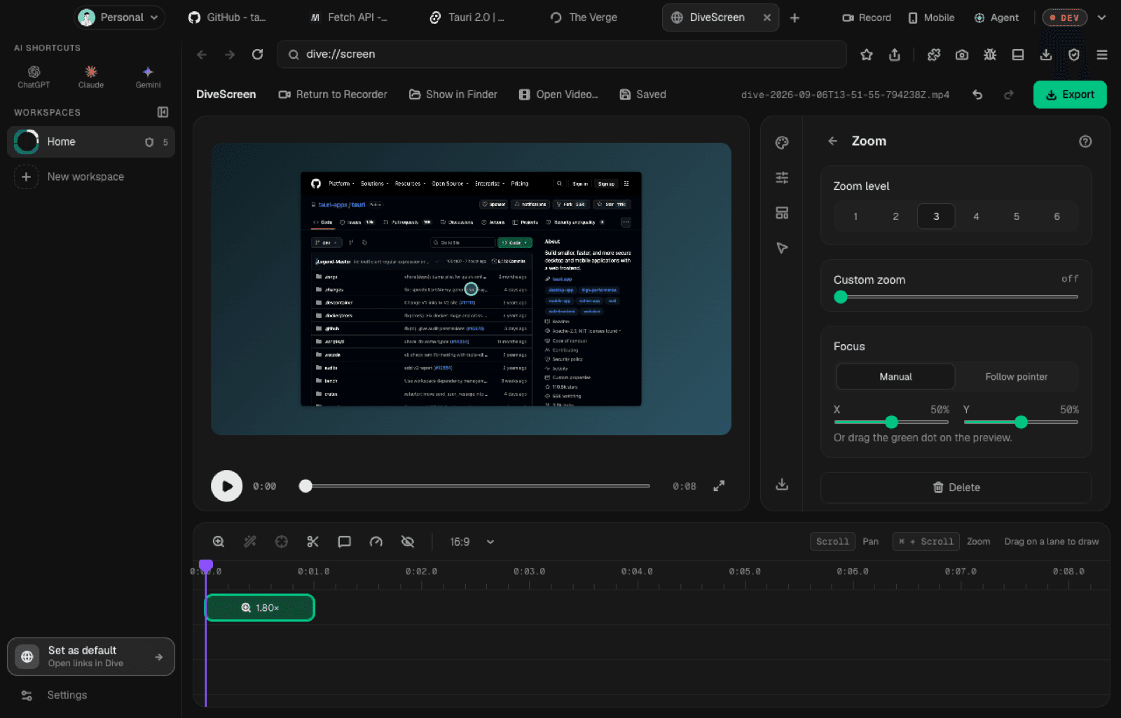 DiveScreen